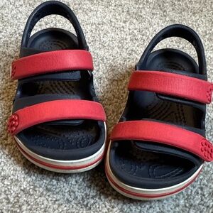 CROCS Kids Red and Black Double-Strap Sandals